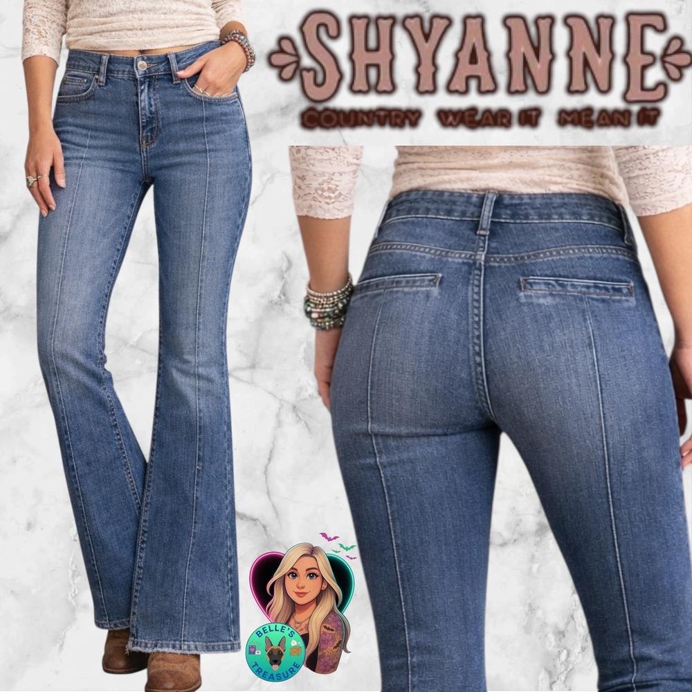 Shyanne Women 32 High Rise Super Flare Bell Bottom Jeans Bare Back Western 31x32